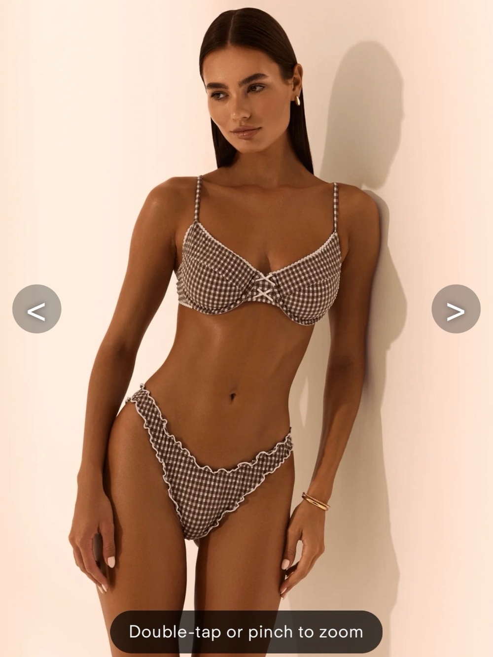 Brown Gingham Ruffle Bikini Set - Sanori Swim